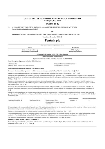 Thumbnail Pentair
 10-K Annual Report 2017