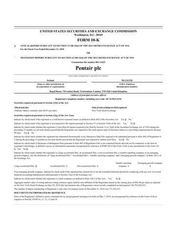 Thumbnail Pentair
 10-K Annual Report 2018