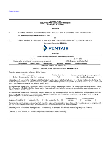 Thumbnail Pentair
 10-Q Quarterly Report FY2021 