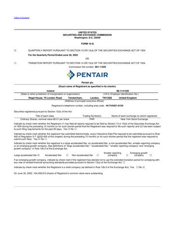 Thumbnail Pentair
 10-Q Quarterly Report FY2022 