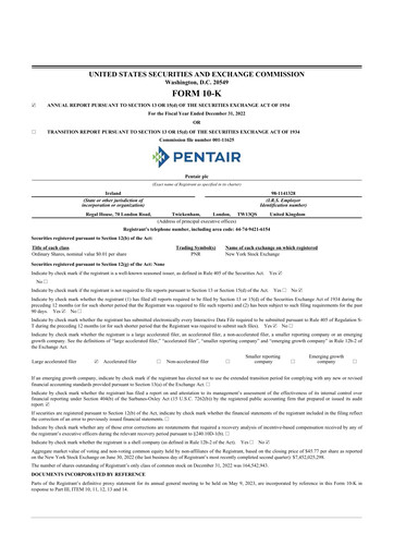 Thumbnail Pentair
 10-K Annual Report 2022