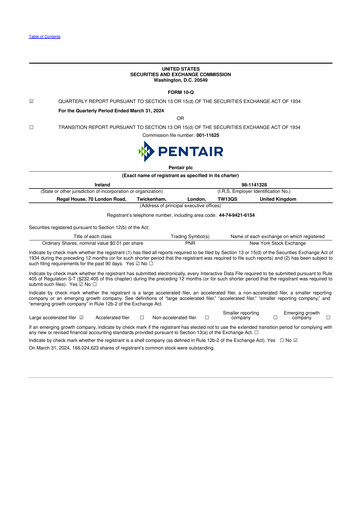 Thumbnail Pentair
 10-Q Quarterly Report FY2024 