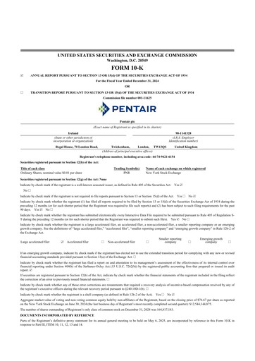 Thumbnail Pentair
 10-K Annual Report 2024