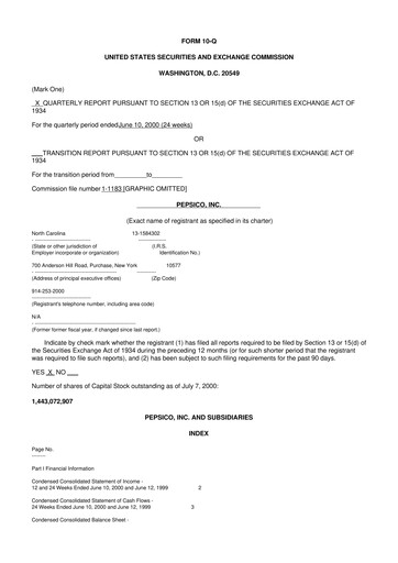 Thumbnail Pepsico 10-Q Quarterly Report FY 