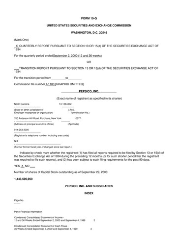 Thumbnail Pepsico 10-Q Quarterly Report FY 