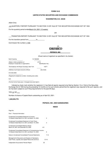 Thumbnail Pepsico 10-Q Quarterly Report FY 