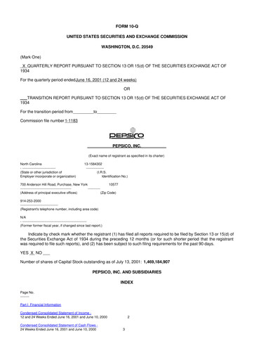 Thumbnail Pepsico 10-Q Quarterly Report FY 
