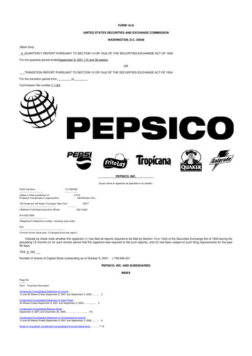 Thumbnail Pepsico 10-Q Quarterly Report FY 