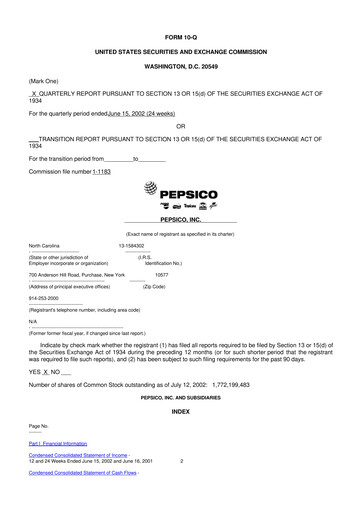 Thumbnail Pepsico 10-Q Quarterly Report FY 