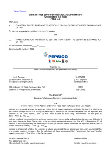 Thumbnail Pepsico 10-Q Quarterly Report FY2013 