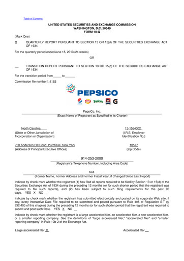 Thumbnail Pepsico 10-Q Quarterly Report FY2013 
