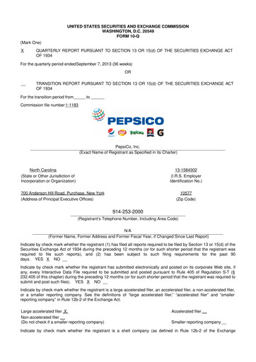 Thumbnail Pepsico 10-Q Quarterly Report FY2013 