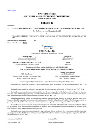 Thumbnail Pepsico 10-K Annual Report 2013