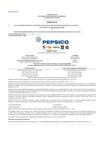 Thumbnail Pepsico 10-K Annual Report 2014