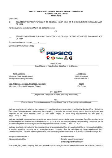 Thumbnail Pepsico 10-Q Quarterly Report FY2019 