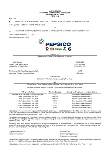 Thumbnail Pepsico 10-Q Quarterly Report FY2019 