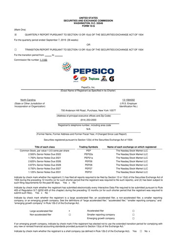 Thumbnail Pepsico 10-Q Quarterly Report FY2019 