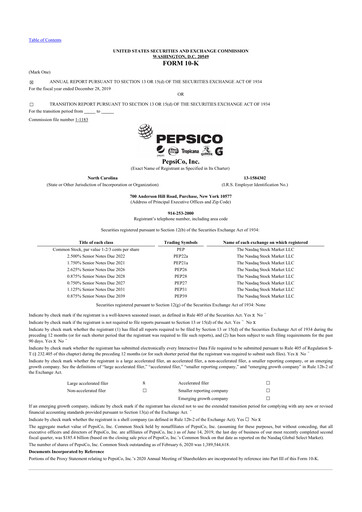 Thumbnail Pepsico 10-K Annual Report 2019