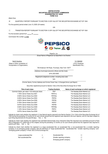 Thumbnail Pepsico 10-Q Quarterly Report FY2020 