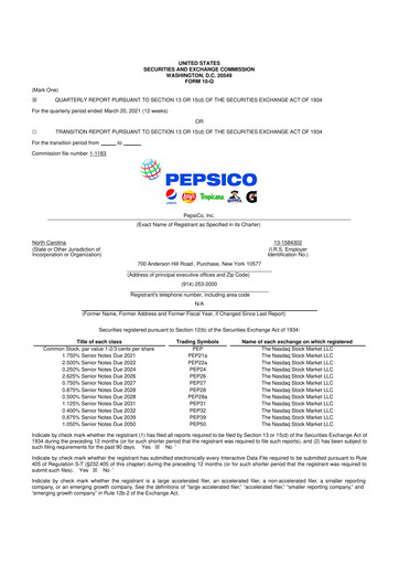 Thumbnail Pepsico 10-Q Quarterly Report FY2021 