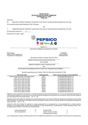 Thumbnail Pepsico 10-Q Quarterly Report FY2021 