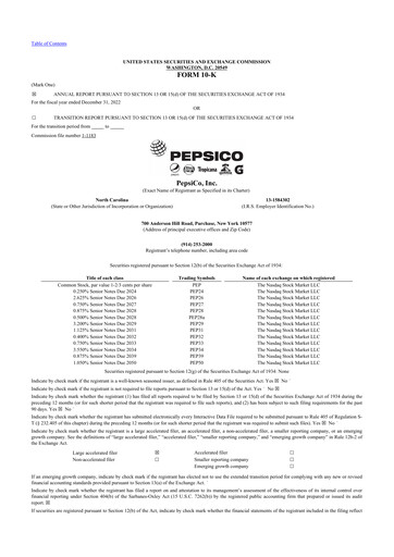 Thumbnail Pepsico 10-K Annual Report 2022