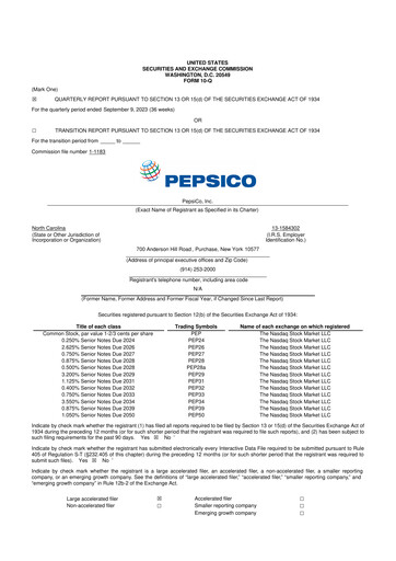 Thumbnail Pepsico 10-Q Quarterly Report FY2023 
