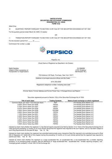 Thumbnail Pepsico 10-Q Quarterly Report FY2025 