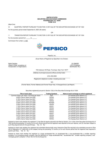 Thumbnail Pepsico 10-Q Quarterly Report FY2025 