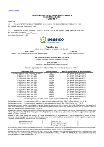Thumbnail Pepsico 10-K Annual Report 