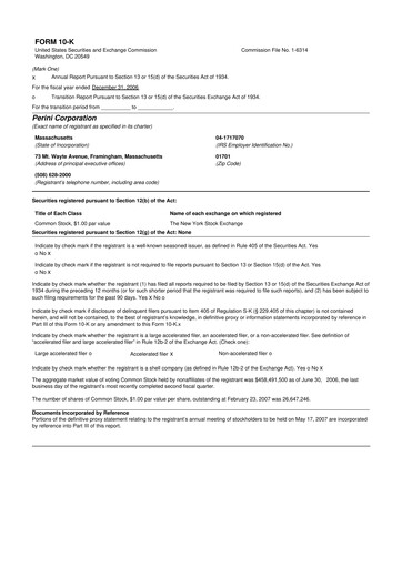 Thumbnail Tutor Perini Corporation
 10-K Annual Report 