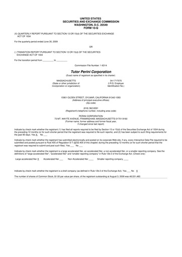 Vorschaubild Tutor Perini Corporation
 10-Q Quartalsbericht  