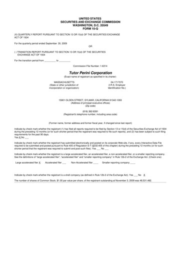Vorschaubild Tutor Perini Corporation
 10-Q Quartalsbericht  