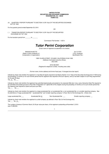 Vorschaubild Tutor Perini Corporation
 10-Q Quartalsbericht  