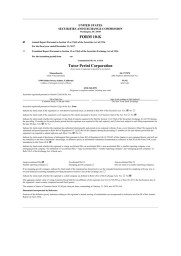 Thumbnail Tutor Perini Corporation
 10-K Annual Report 2017