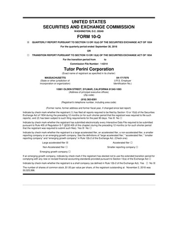 Vorschaubild Tutor Perini Corporation
 10-Q Quartalsbericht 2018 