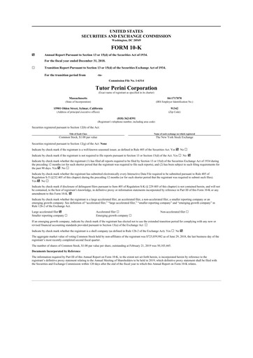 Thumbnail Tutor Perini Corporation
 10-K Annual Report 2018