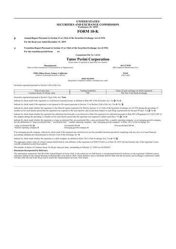 Thumbnail Tutor Perini Corporation
 10-K Annual Report 2019