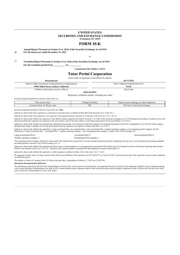 Thumbnail Tutor Perini Corporation
 10-K Annual Report 2021