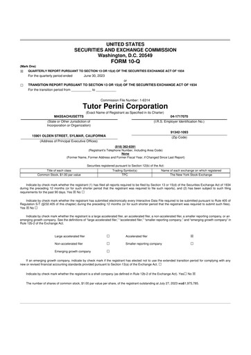 Vorschaubild Tutor Perini Corporation
 10-Q Quartalsbericht 2023 