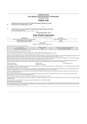 Thumbnail Tutor Perini Corporation
 10-K Annual Report 2023