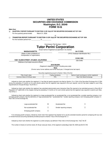 Vorschaubild Tutor Perini Corporation
 10-Q Quartalsbericht 2026 
