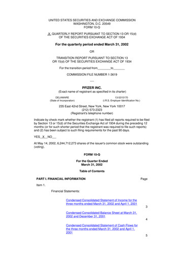 Thumbnail Pfizer 10-Q Quarterly Report FY 