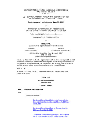 Miniature Pfizer 10-Q Rapport trimestriel  