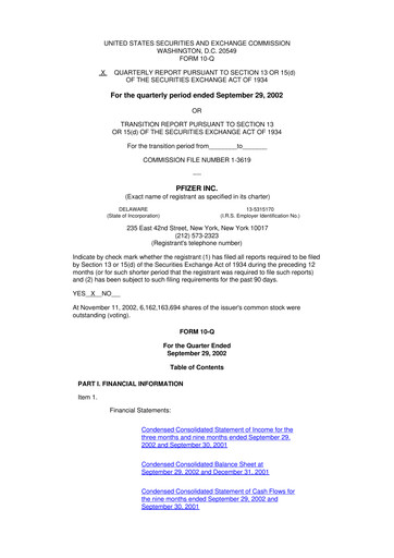 Miniature Pfizer 10-Q Rapport trimestriel  