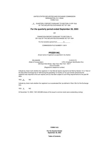 Miniature Pfizer 10-Q Rapport trimestriel  