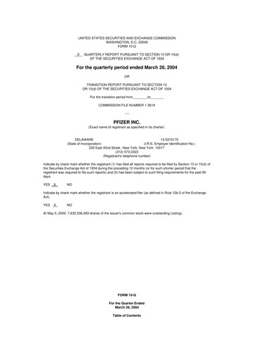 Miniature Pfizer 10-Q Rapport trimestriel  