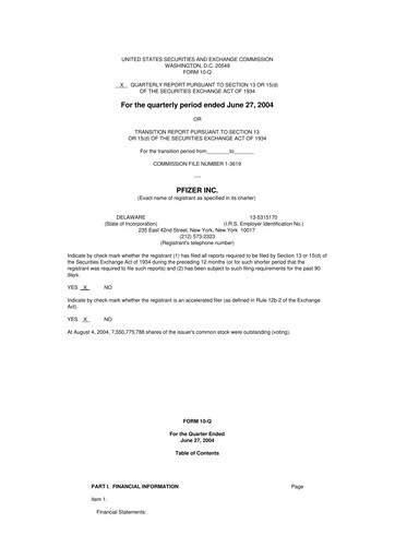 Miniature Pfizer 10-Q Rapport trimestriel  