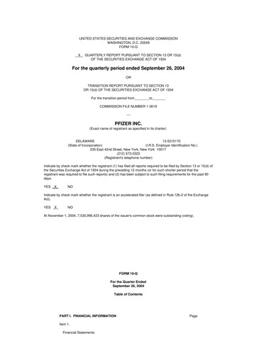 Miniature Pfizer 10-Q Rapport trimestriel  