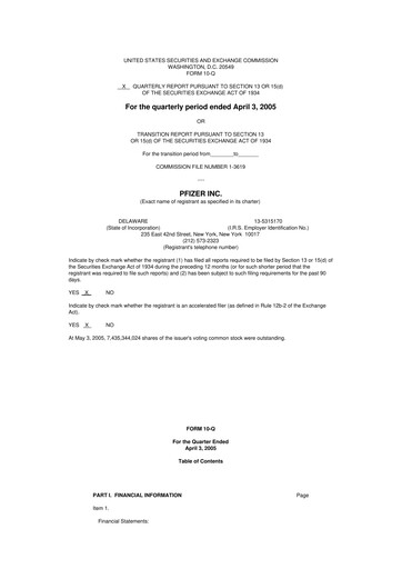 Miniature Pfizer 10-Q Rapport trimestriel  